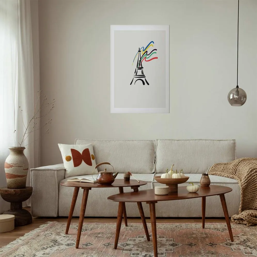 Plakat Wieża Eiffla i kolory 29,7x42 cm bez ramy z marginesem | MIRAT.