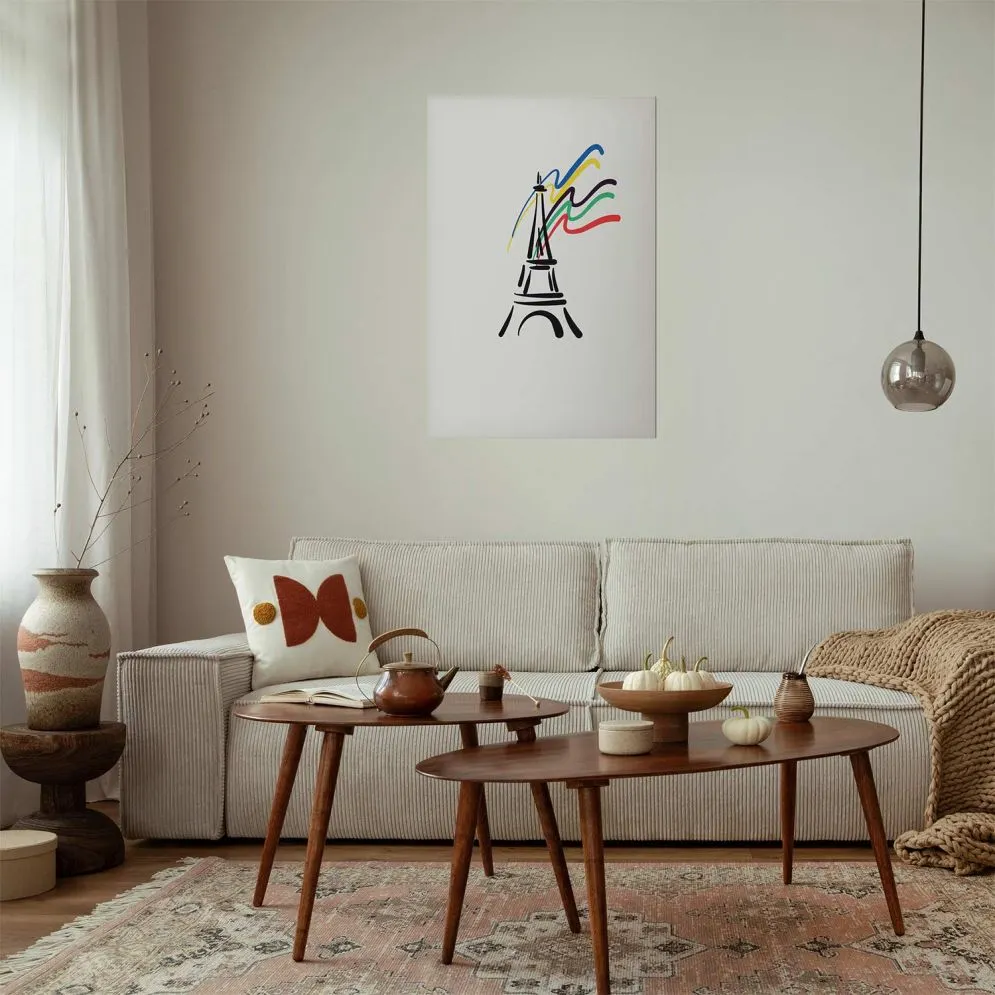 Plakat Wieża Eiffla i kolory 60x90 cm bez ramy bez marginesu | MIRAT.