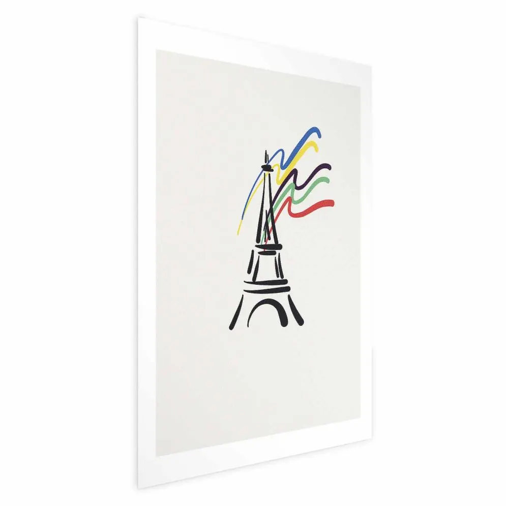 Plakat Wieża Eiffla i kolory 29,7x42 cm bez ramy z marginesem | MIRAT.