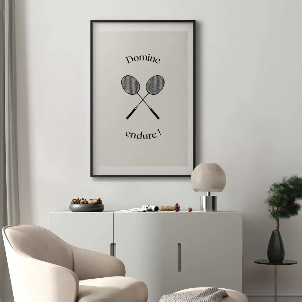 Plakat Rakiety do badmintona 21x30 cm z ramą czarną z marginesem | MIRAT.