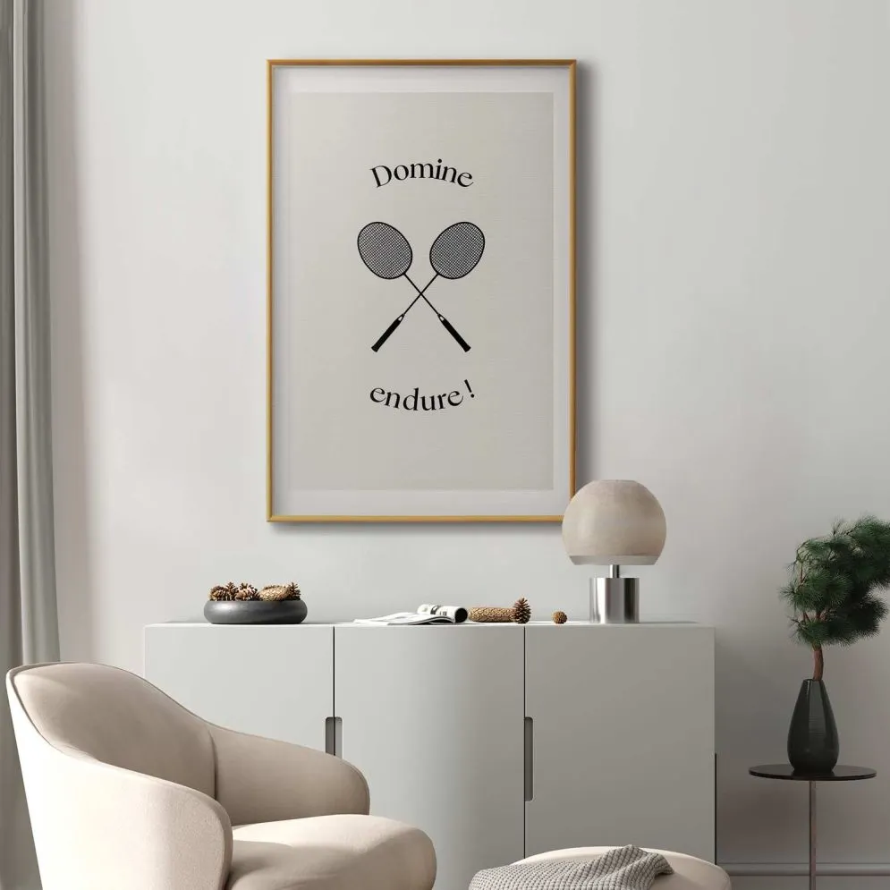 Plakat Rakiety do badmintona 60x90 cm z ramą złotą z marginesem | MIRAT.