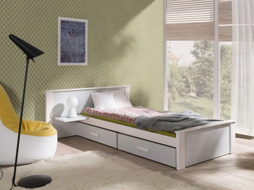 Łóżko dziecięce ICHEL PLUS 180x80 białe/szare pojedyncze | MIRAT.
