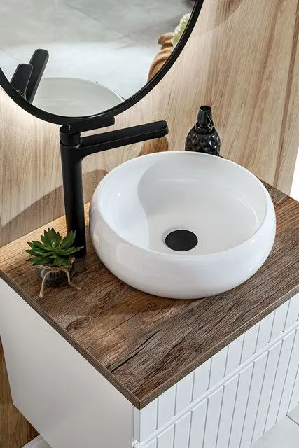 Szafka pod umywalkę ICONIC WHITE 82 60 cm biała z szufladą I sklep meblowy MIRAT. styl RYFLOWANY