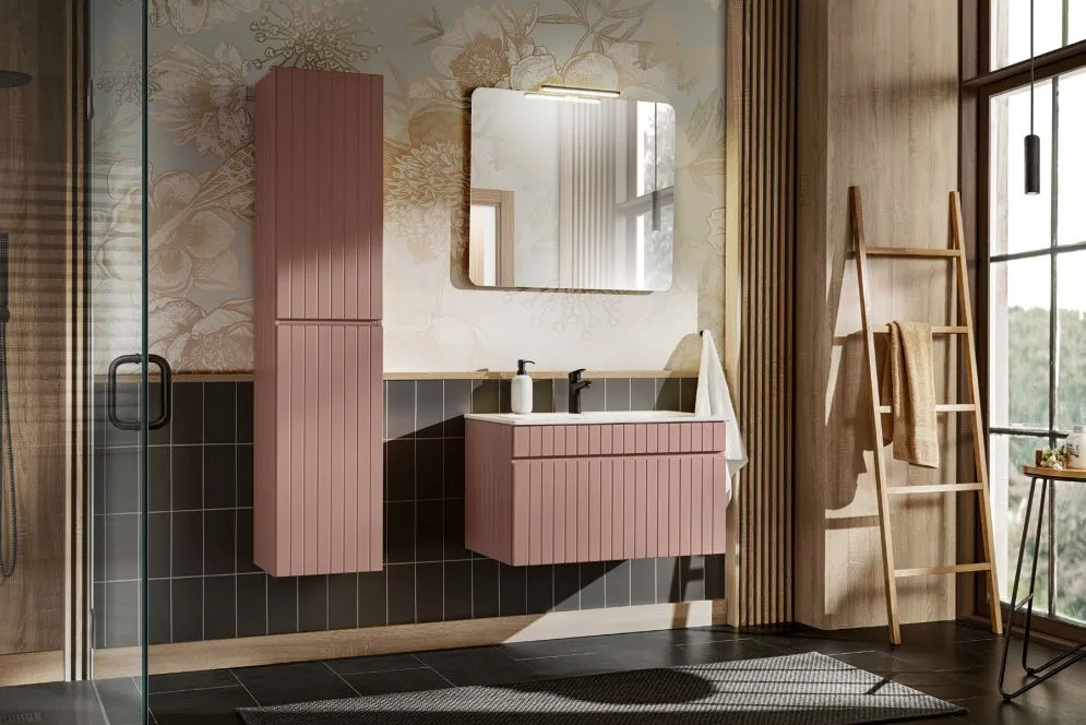 Szafka pod umywalkę ICONIC ROSE 82 60 cm różowa ryflowane fronty I sklep meblowy MIRAT. styl RYFLOWANY