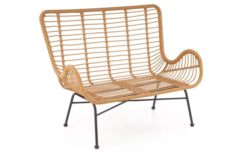 Sofa IKARO XL rattanowa z poduszkami na metalowych nogach | MIRAT. styl LOFT