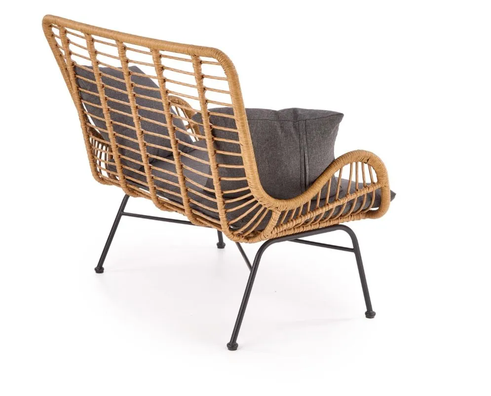 Sofa IKARO XL rattanowa z poduszkami na metalowych nogach | MIRAT. styl LOFT