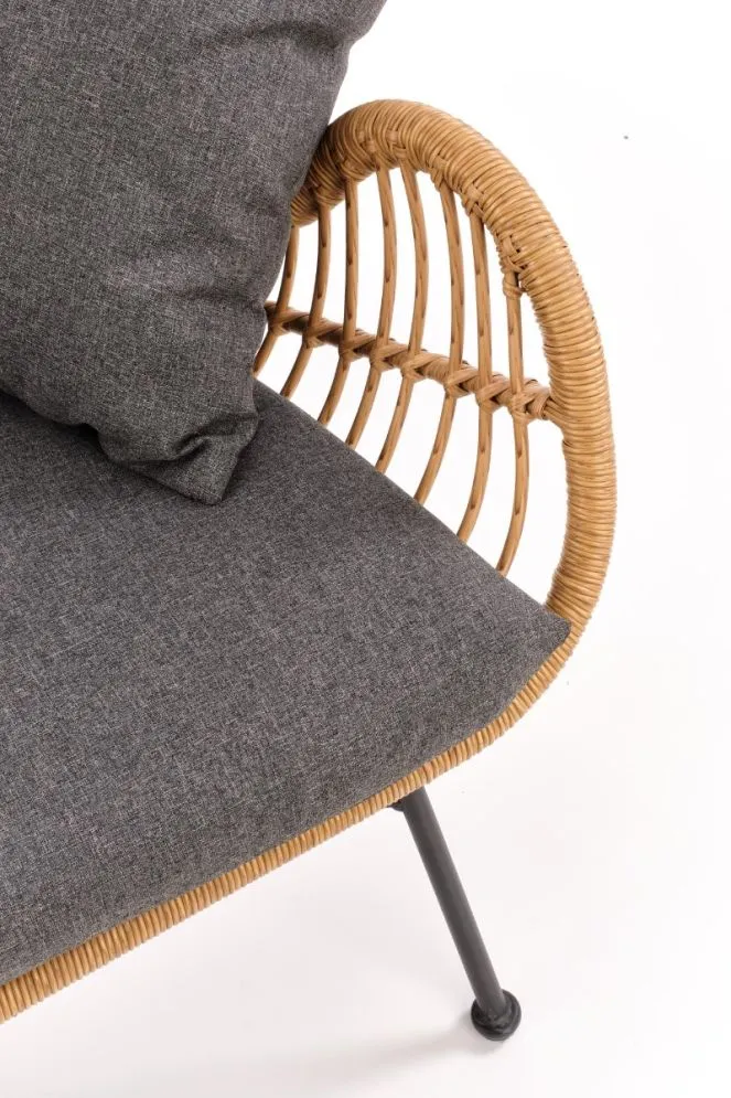 Sofa IKARO XL rattanowa z poduszkami na metalowych nogach | MIRAT. styl LOFT
