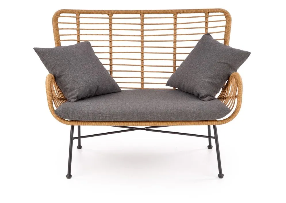 Sofa IKARO XL rattanowa z poduszkami na metalowych nogach | MIRAT. styl LOFT