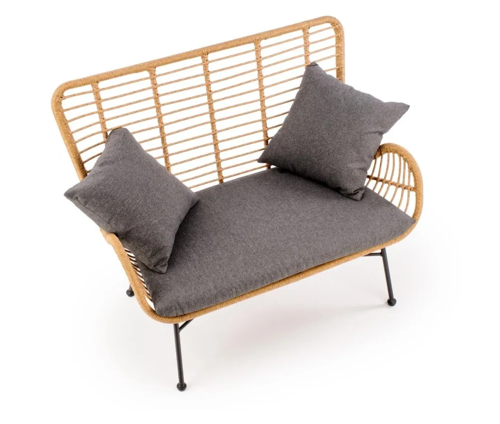 Sofa IKARO XL rattanowa z poduszkami na metalowych nogach | MIRAT. styl LOFT