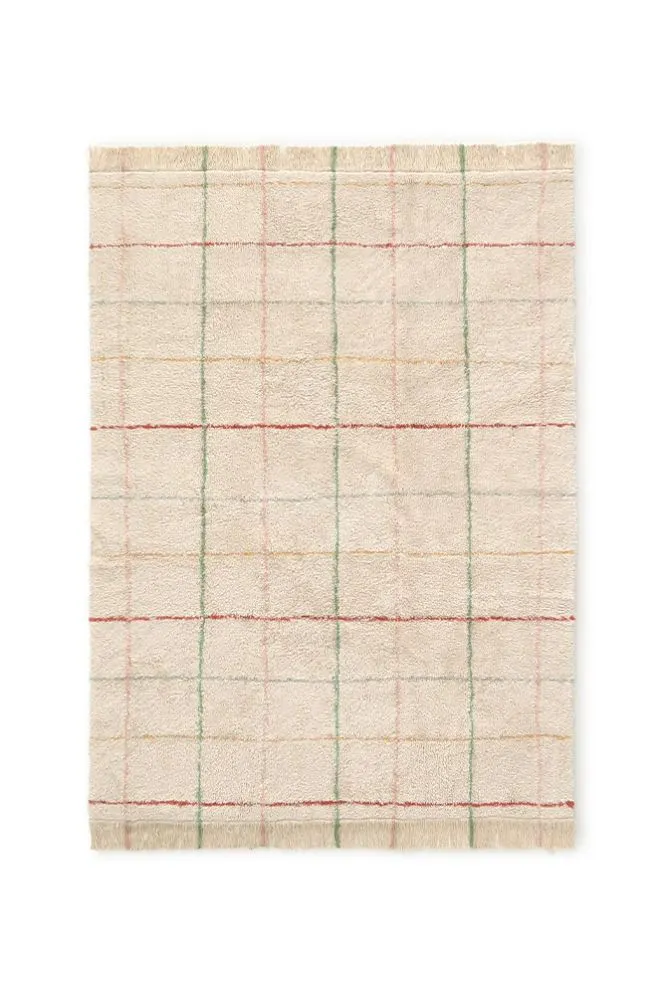 Dywan dziecięcy FOLK KRATKA 90x130 cm beżowy/kolorowy prostokątny I sklep meblowy MIRAT. kolekcja FARM