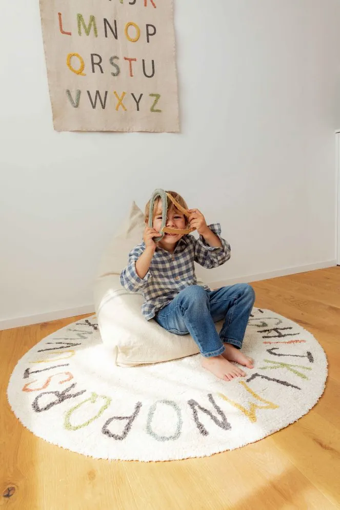 Dywan dziecięcy ABECADŁO COLOR Ø120 cm beżowy do prania w pralce I sklep meblowy MIRAT.