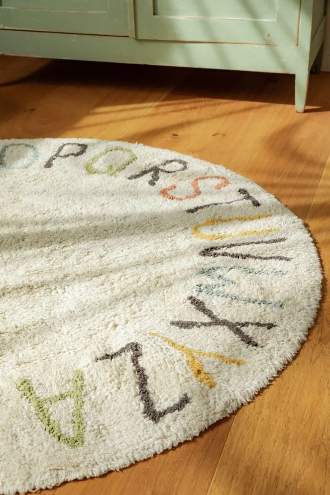 Dywan dziecięcy ABECADŁO COLOR Ø120 cm beżowy do prania w pralce I sklep meblowy MIRAT.