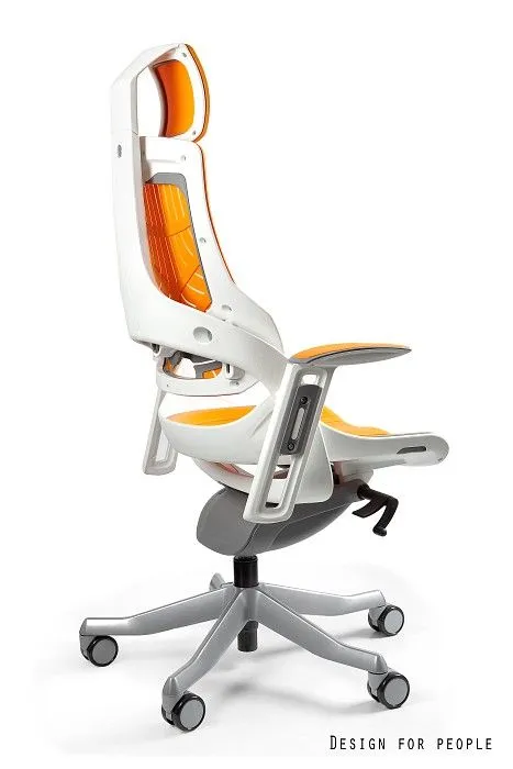 Fotel biurowy WAU biały/pomarańczowy elastomer ergonomiczny | MIRAT.