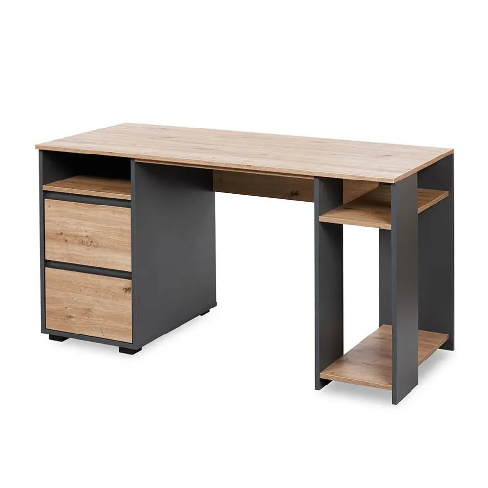 Biurko młodzieżowe DALIA 138cm antracyt/dąb loftowe I sklep meblowy MIRAT. styl LOFT kolekcja DALIA