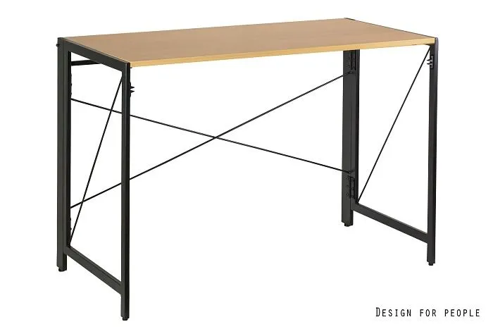 Biurko składane QUICK dąb/czarny w stylu industrialnym | MIRAT. w stylu LOFT kolekcja