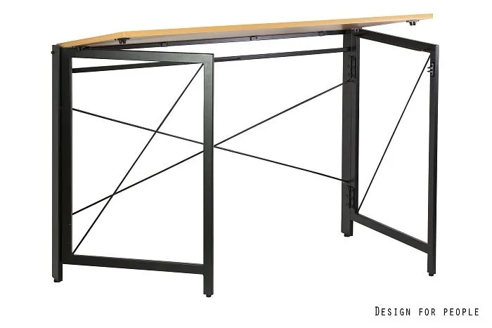 Biurko składane QUICK dąb/czarny w stylu industrialnym | MIRAT. w stylu LOFT kolekcja