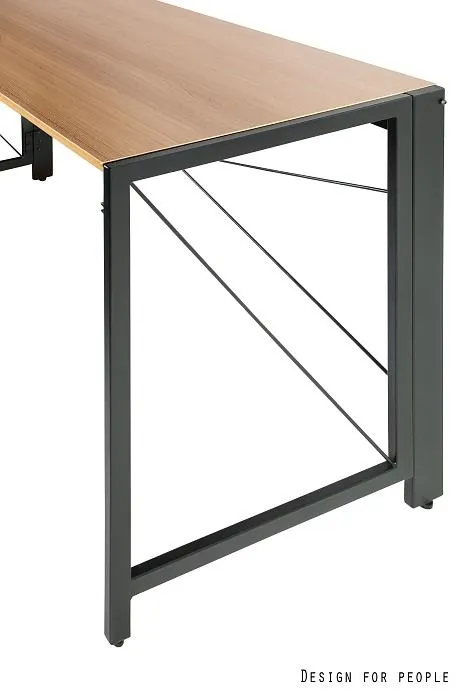 Biurko składane QUICK dąb/czarny w stylu industrialnym | MIRAT. w stylu LOFT kolekcja