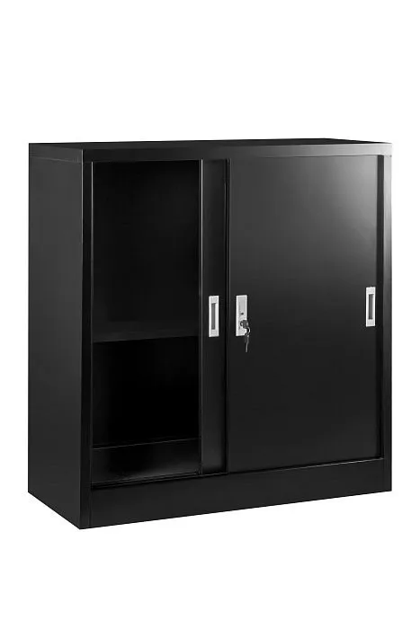 Szafka metalowa XD-020 czarna z drzwiami przesuwnymi | MIRAT. w stylu kolekcja
