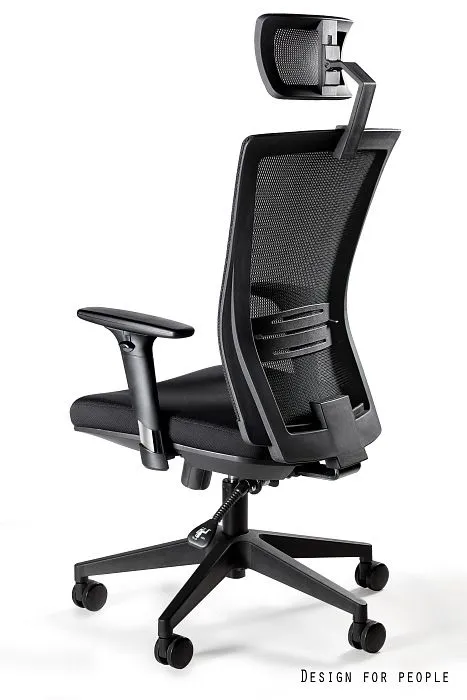 Fotel biurowy ERGONIC czarny do biura z zagłówkiem | MIRAT.