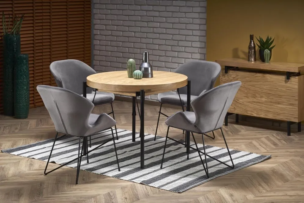 Stół INFERNO 100(300)x100 dąb/czarny rozkładany w stylu loft | MIRAT. styl LOFT