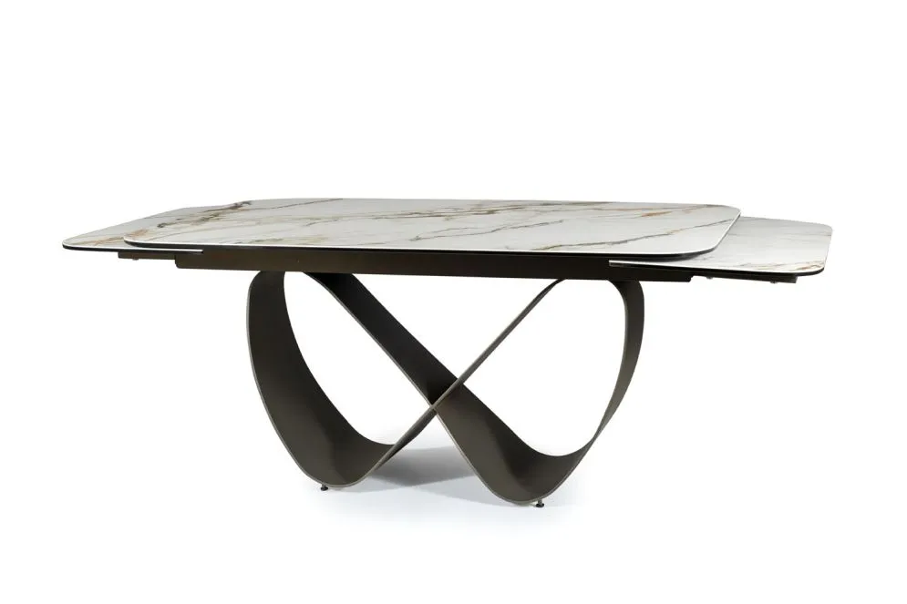 Stół INFINITY CERAMIC 160(240)x95 biały/brązowy I sklep meblowy MIRAT. styl GLAMOUR