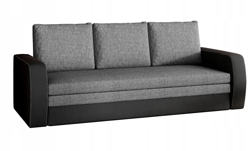 Sofa rozkładana z funkcją spania INVERSA szara/czarna trzyosobowa | MIRAT.