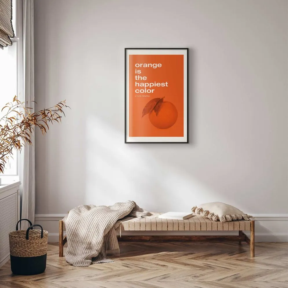 Plakat The Happiest Colour 21x30 cm z ramą czarną z marginesem | MIRAT.