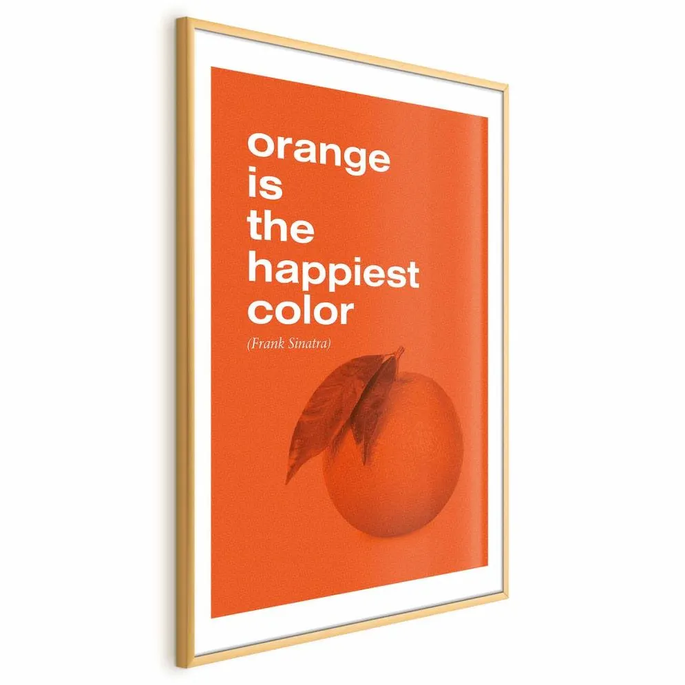 Plakat The Happiest Colour 21x30 cm z ramą złotą z marginesem | MIRAT.