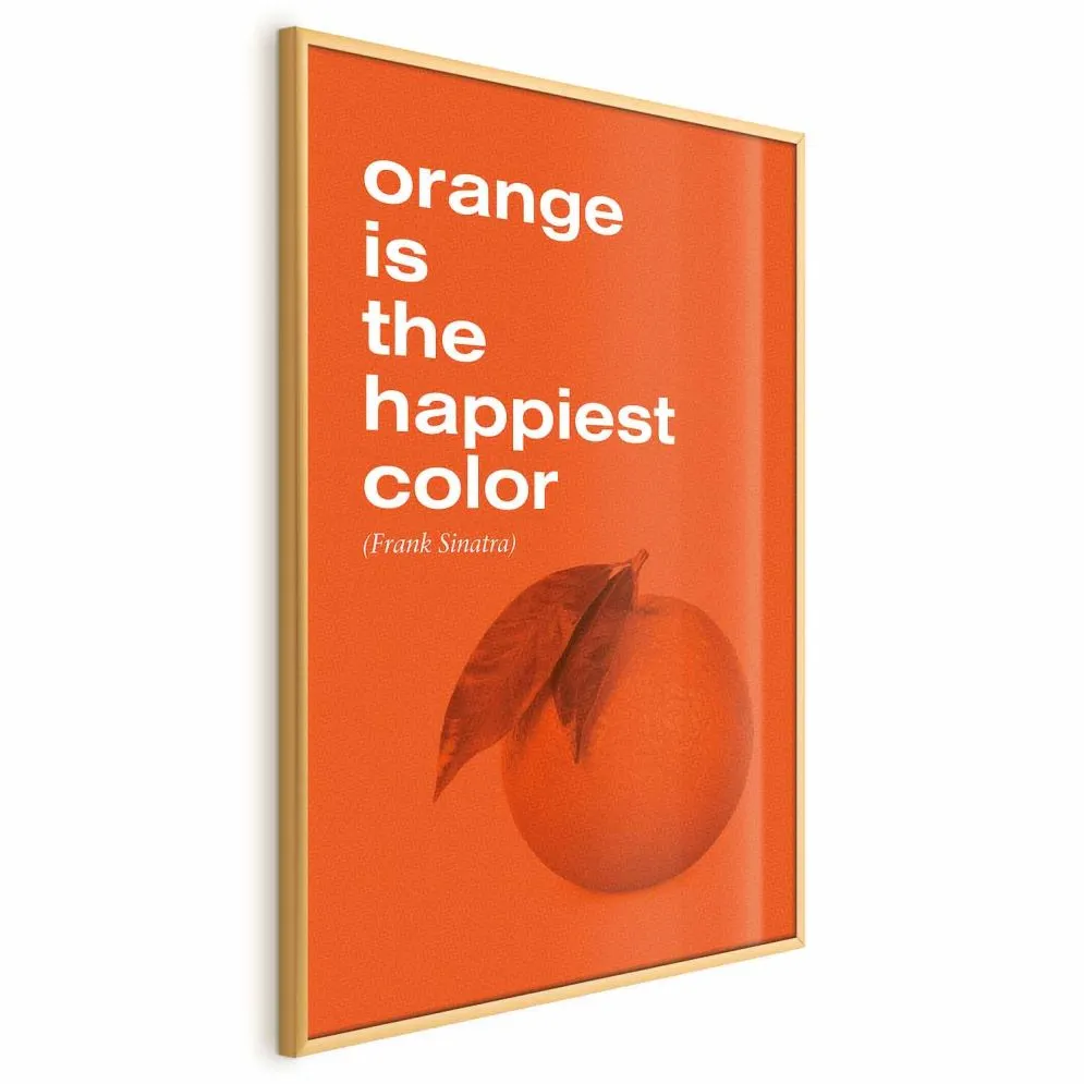 Plakat The Happiest Colour 21x30 cm z ramą złotą bez marginesu | MIRAT.