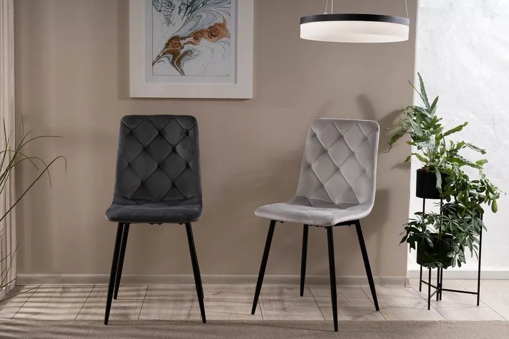 Krzesło tapicerowane JERRY VELVET jasnoszare aksamitne I sklep meblowy MIRAT. styl GLAMOUR, LOFT