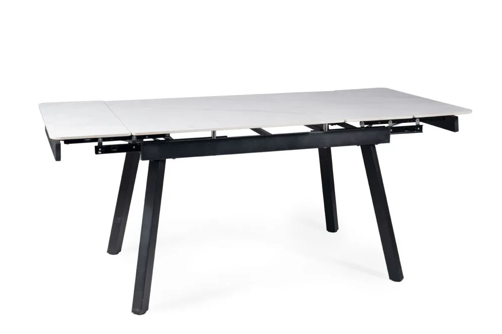 Stół rozkładany JOHN 150(210)x90 biały/czarny mat z ceramicznym blatem I sklep meblowy MIRAT. styl GLAMOUR, LOFT