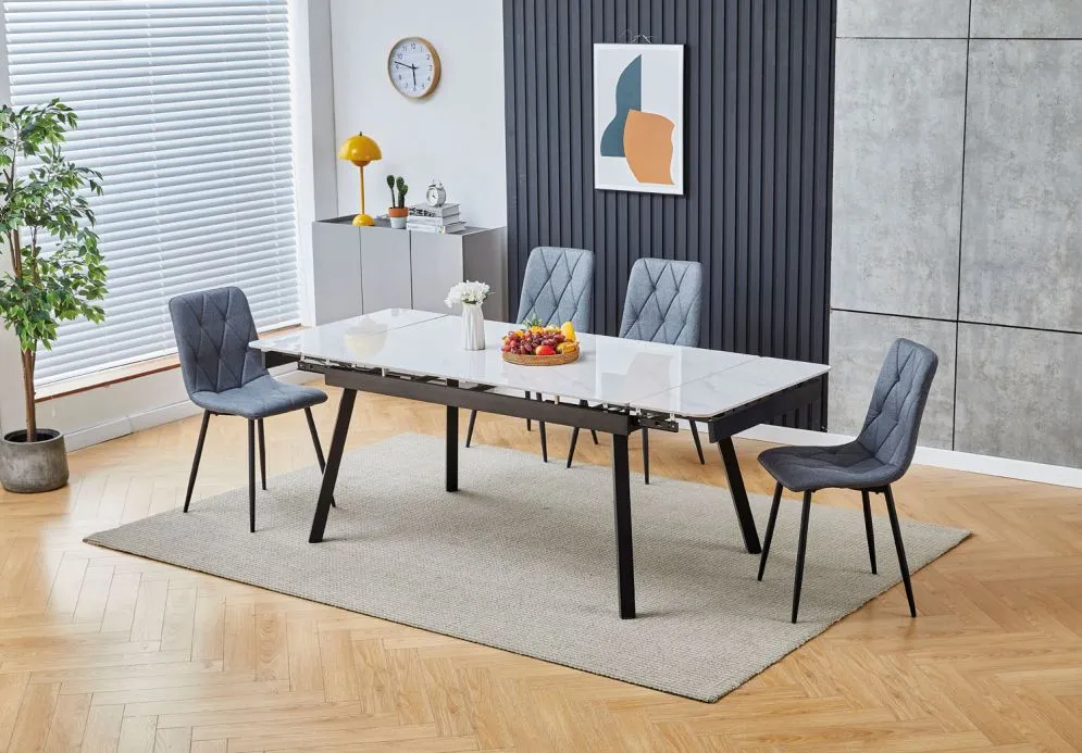 Stół rozkładany JOHN 150(210)x90 biały/czarny mat z ceramicznym blatem I sklep meblowy MIRAT. styl GLAMOUR, LOFT