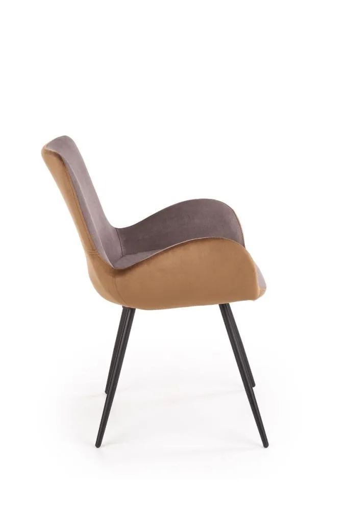 Krzesło K392 VELVET ciemno szare/brązowe tapicerowane aksamitem | MIRAT.