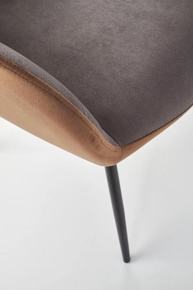 Krzesło K392 VELVET ciemno szare/brązowe tapicerowane aksamitem | MIRAT.