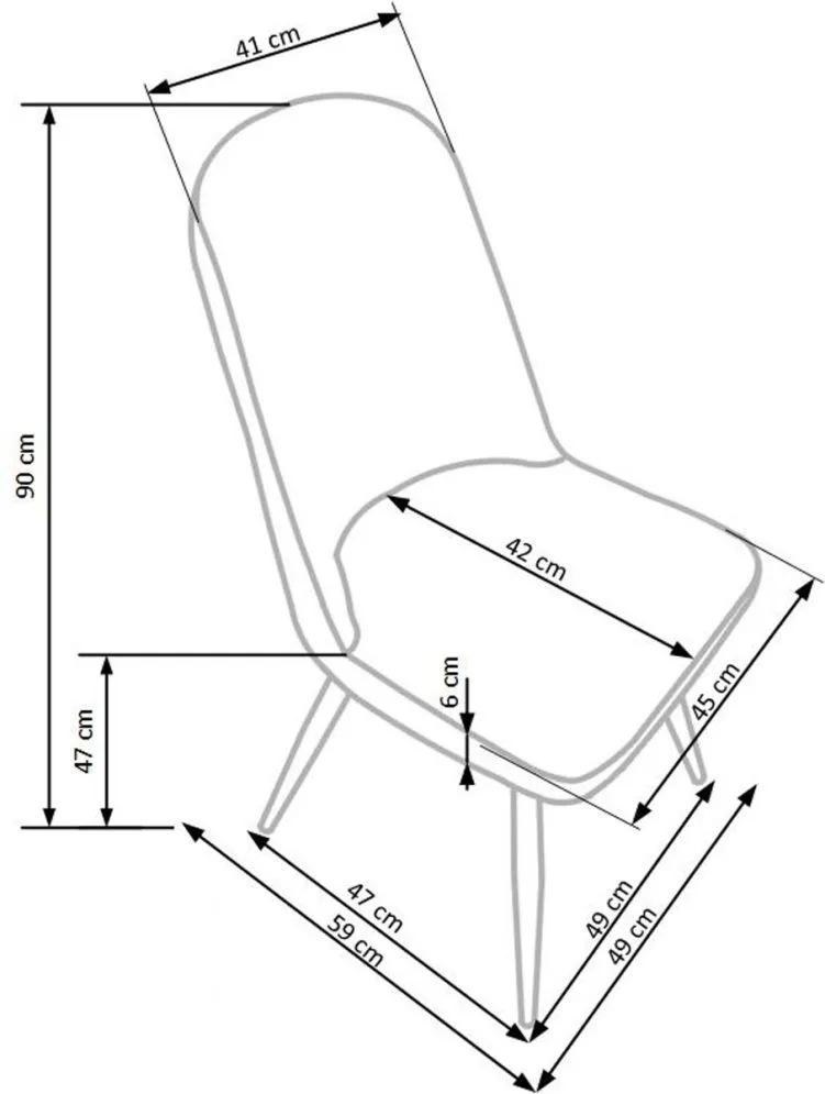 Krzesło K214 popielate/dąb miodowy metalowe nogi | MIRAT.