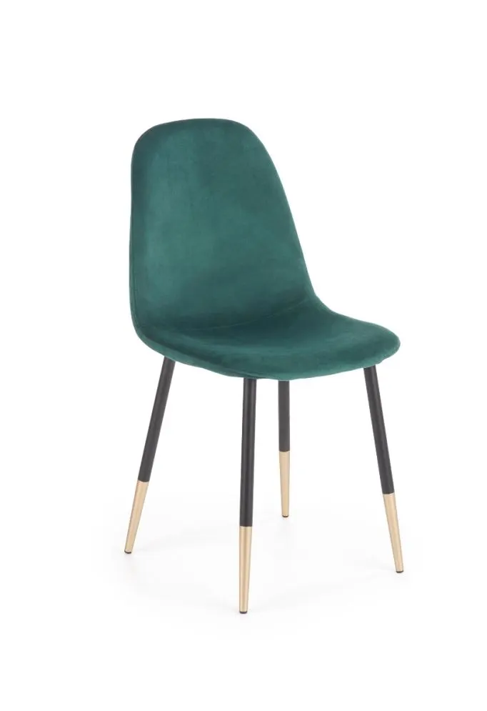Ciemno zielone krzesło na czarno złotych nogach K379 Velvet