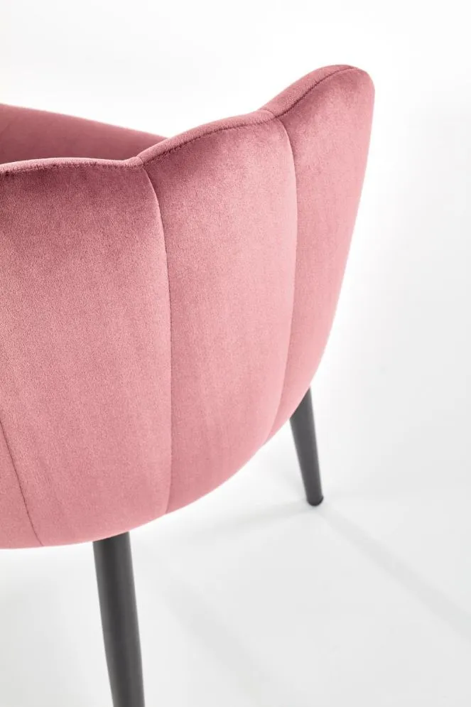 Krzesło K386 VELVET różowe z przeszyciami w stylu glamour | MIRAT.