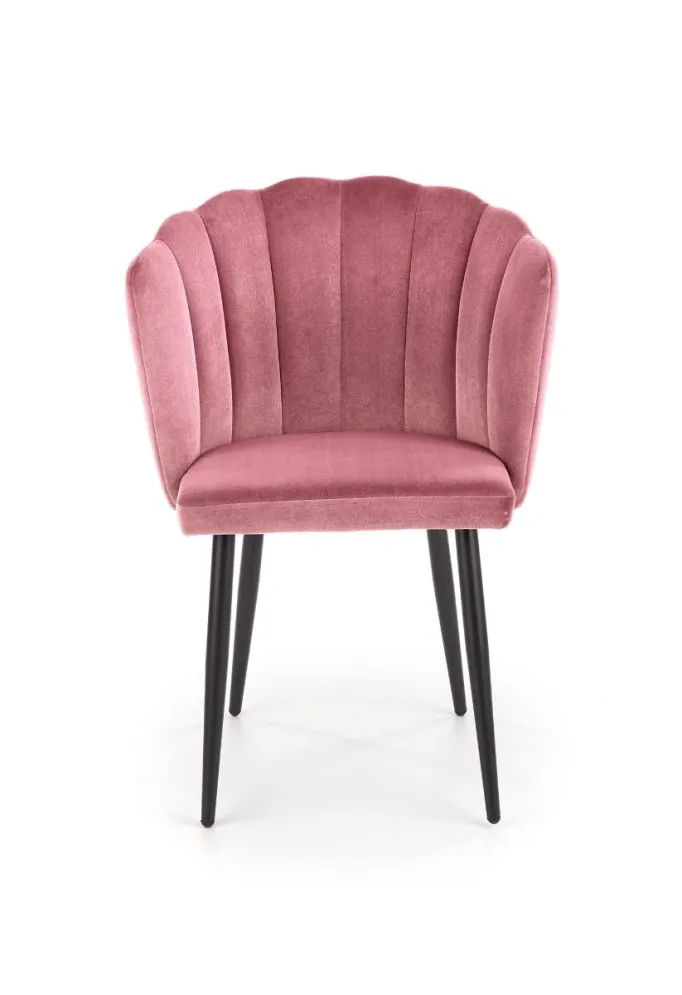 Krzesło K386 VELVET różowe z przeszyciami w stylu glamour | MIRAT.