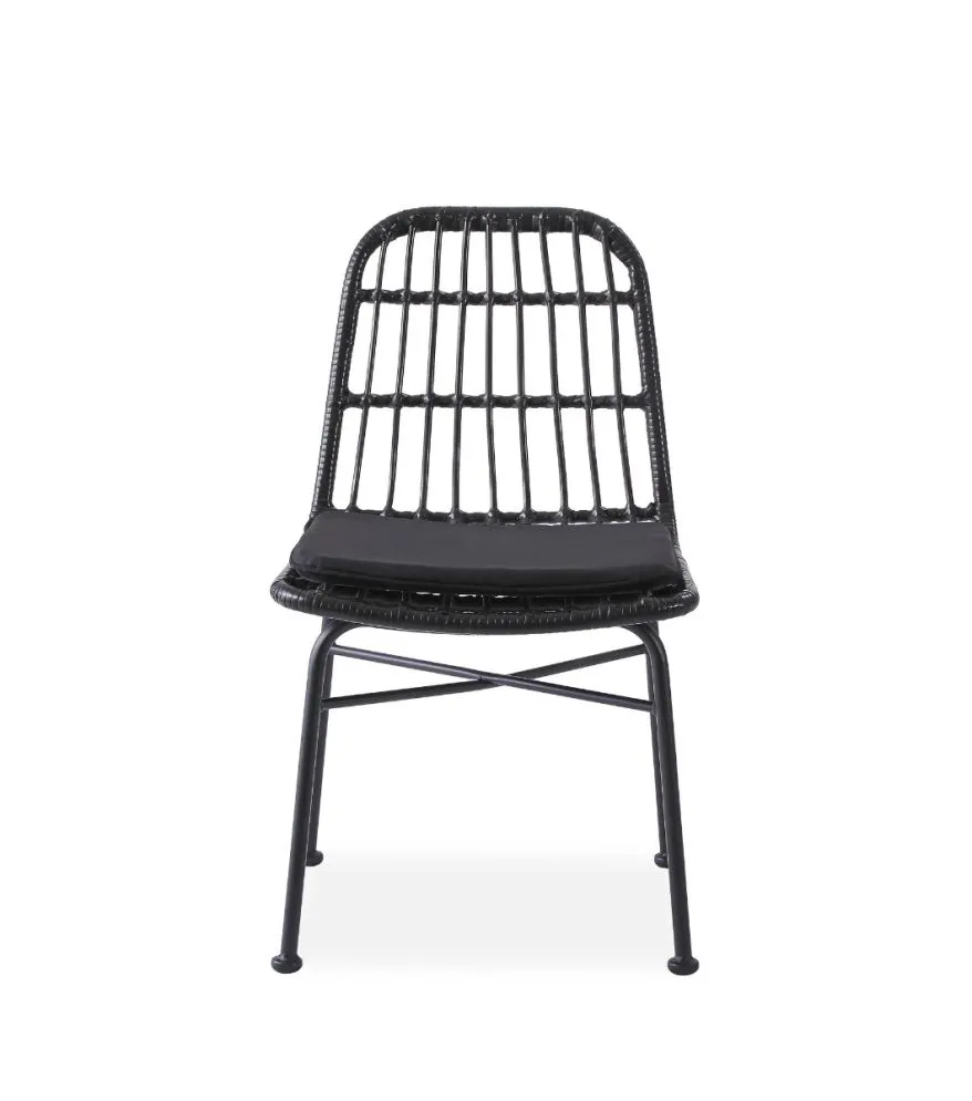 Ogrodowe krzesło K-401 rattanowe na metalowej podstawie czarne | MIRAT. w stylu LOFT, VINTAGE kolekcja