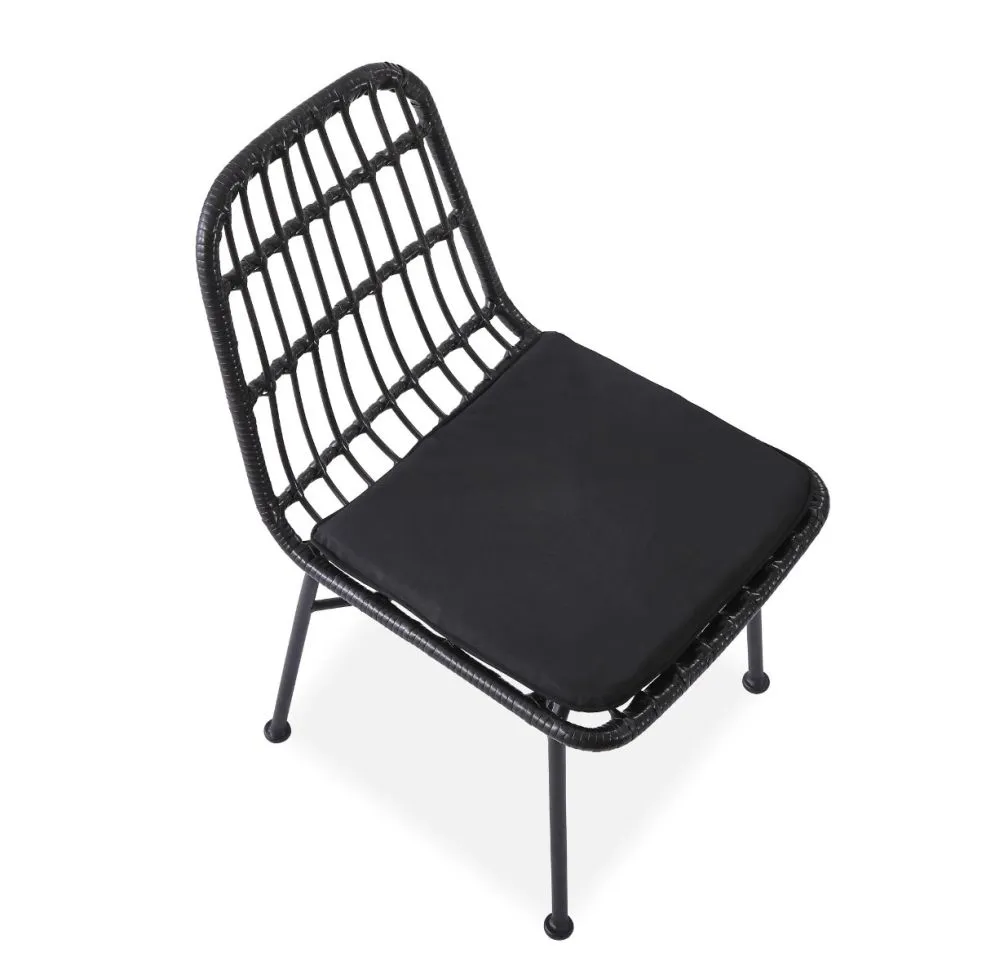 Ogrodowe krzesło K-401 rattanowe na metalowej podstawie czarne | MIRAT. w stylu LOFT, VINTAGE kolekcja