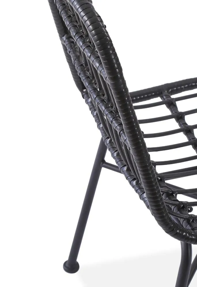 Ogrodowe krzesło K-401 rattanowe na metalowej podstawie czarne | MIRAT. w stylu LOFT, VINTAGE kolekcja