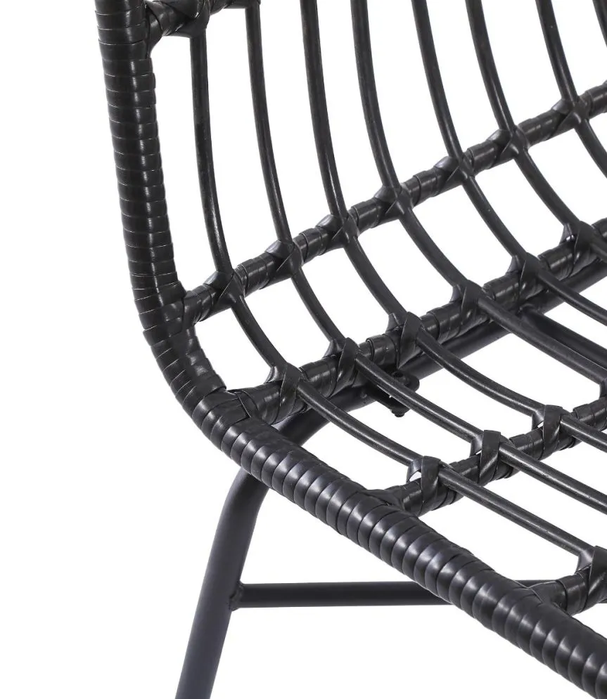 Ogrodowe krzesło K-401 rattanowe na metalowej podstawie czarne | MIRAT. w stylu LOFT, VINTAGE kolekcja