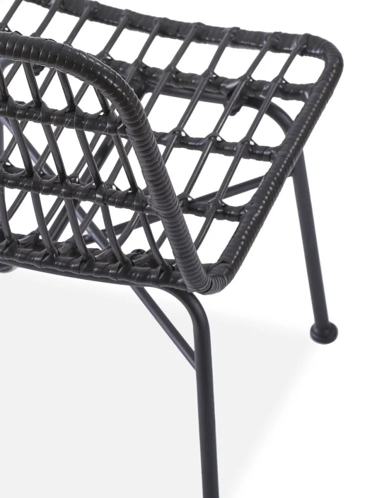 Ogrodowe krzesło K-401 rattanowe na metalowej podstawie czarne | MIRAT. w stylu LOFT, VINTAGE kolekcja