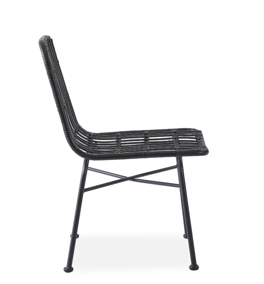 Ogrodowe krzesło K-401 rattanowe na metalowej podstawie czarne | MIRAT. w stylu LOFT, VINTAGE kolekcja