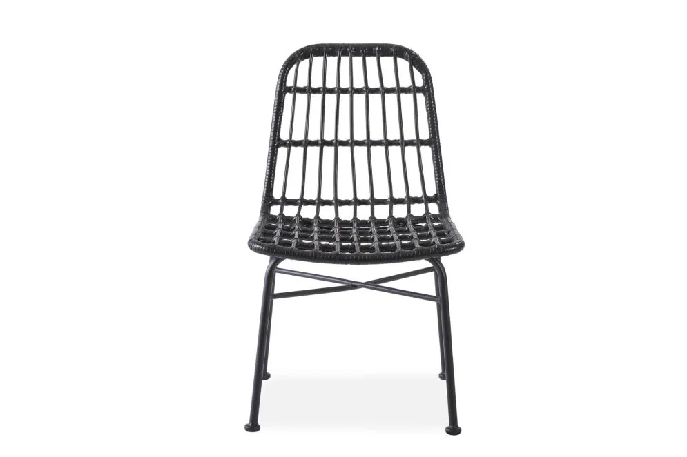 Ogrodowe krzesło K-401 rattanowe na metalowej podstawie czarne | MIRAT. w stylu LOFT, VINTAGE kolekcja