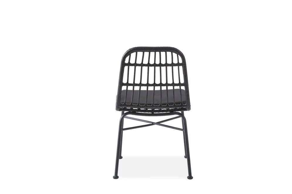 Ogrodowe krzesło K-401 rattanowe na metalowej podstawie czarne | MIRAT. w stylu LOFT, VINTAGE kolekcja