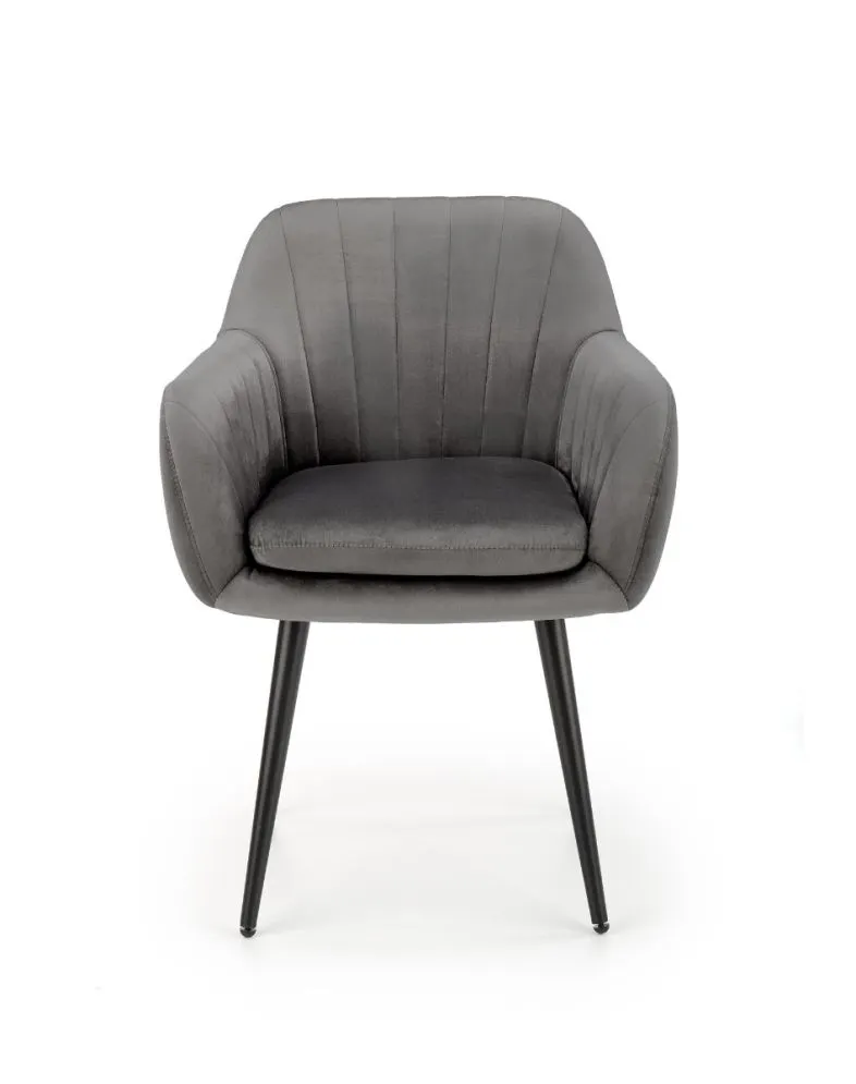Krzesło K429 VELVET szare z podłokietnikami do jadalni | MIRAT. styl GLAMOUR, LOFT