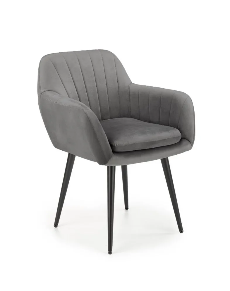 Krzesło K429 VELVET szare z podłokietnikami do jadalni | MIRAT. styl GLAMOUR, LOFT