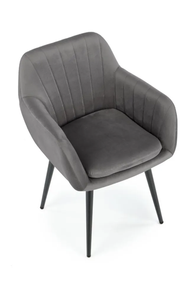 Krzesło K429 VELVET szare z podłokietnikami do jadalni | MIRAT. styl GLAMOUR, LOFT