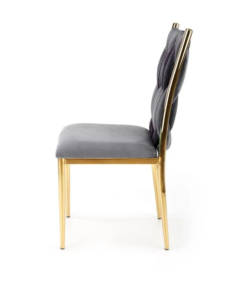 Krzesło K436 VELVET szare/złote tapicerowane do jadalni | MIRAT. styl GLAMOUR